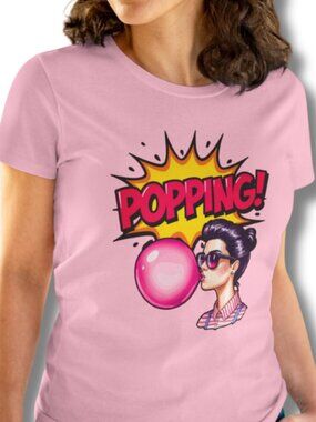 POPPING 🍬 Graphic Tee 💥 (Pink)| New Women's Fashion